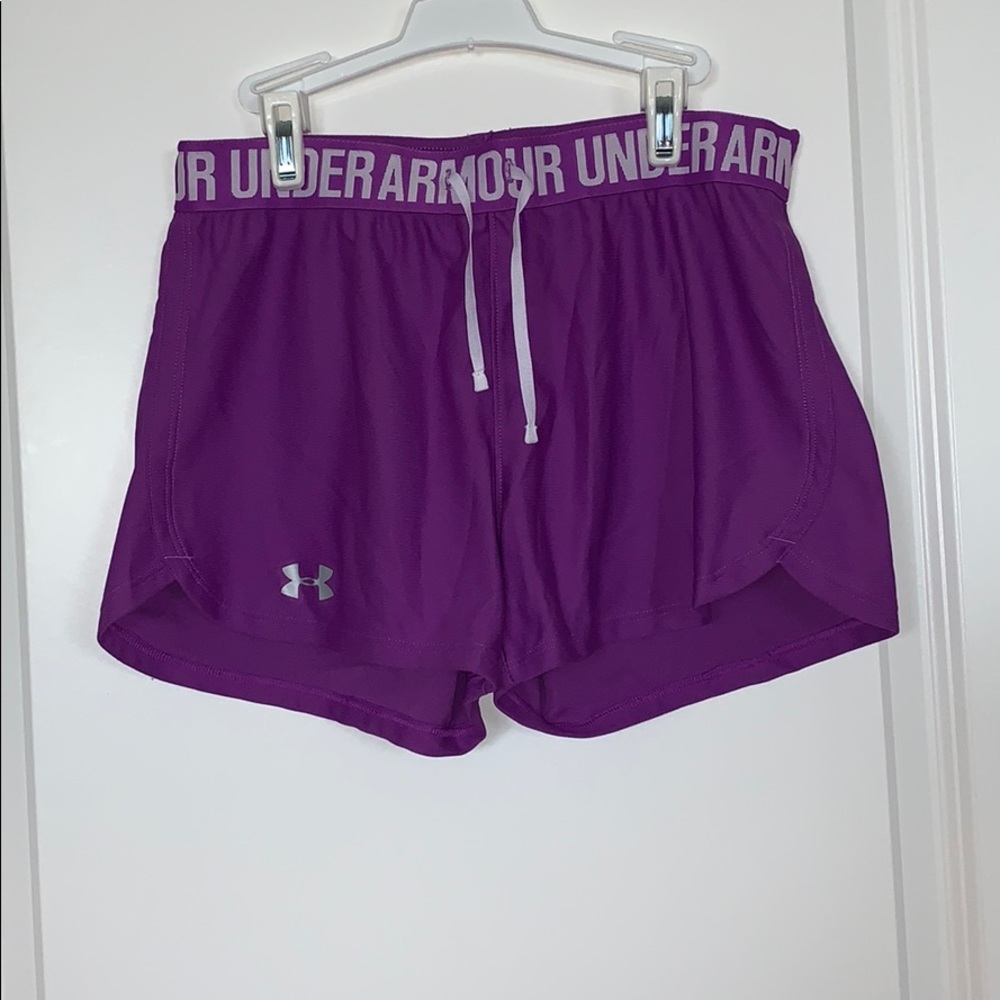 Purple Under Armour shorts